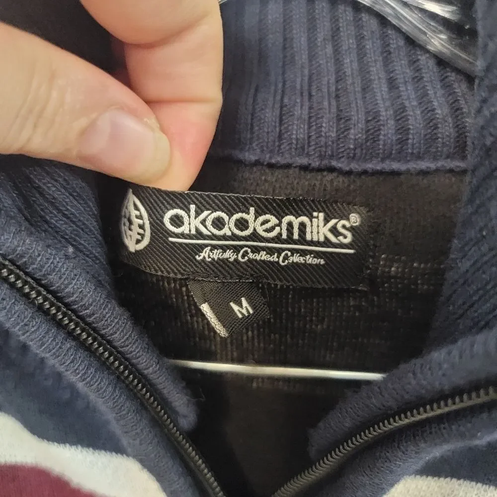 Akademiks Mens Stripe Casual Sweater Cardigan Size Medium‎